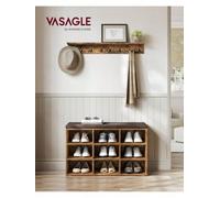 Songmics Vasagle Shoe Bench, Storage Bench With Padded Seat, With Cushion, 9 Compartments, Adjustable Shelves, For Living Room, Hallway