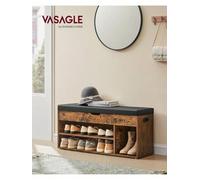 Songmics Vasagle Shoe Bench With Cushion, Storage Bench With Padded Seat, 3 Compartments, Hidden Storage, Shelves