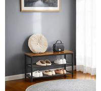 Songmics Vasagle Shoe Bench With Seat, Shoe Rack With 2 Mesh Shelves, Shoe Storage Organiser For Hall Entryway, Metal, Industrial