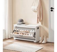 Songmics Vasagle Shoe Cabinet, Bench, Entrance Shoe Box With Folding Door, Adjustable Divider, With Cut-Out Side Handles, White