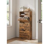 Songmics Vasagle Shoe Organizer, Shoe Furniture Cabinet With 3 Flaps, Shoe Rack, Adjustable Divider, Vintage Brown