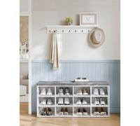 Songmics Vasagle Shoe Rack Bench, Padded Seat Hallway Bench, Shoe Cabinet, 12 Spaces, Adjustable Shelves, Classic White