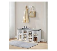 Songmics Vasagle Shoe Rackshoe Bench Shoe Shelf Storage Cabinet 10 Compartments With Cushion For Entryway Oak,white,rustic Brown Colour