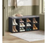 Songmics Vasagle Shoe Storage Unit, Bench, Storage Bench With Cushion, 10 Compartments, Adjustable Shelves, Ebony Black