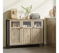 Songmics Vasagle Sideboard, Buffet Table, Storage Cabinet With Glass Doors, Steel Frame, Industrial Style, Turquoise Brown And Ink Black