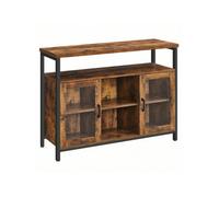 Songmics Vasagle Sideboard, Buffet Table With 2 Transparent Glass Doors, Tv Cabinet, For Dining Room, 100 X 35 X 80 Cm, Industrial Style