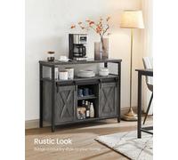 Songmics Vasagle Sideboard, Kitchen Cabinet, Storage Cupboard, With 2 Sliding Barn Doors, Adjustable Shelves, Stone Grey And Ink Black