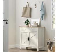 Songmics Vasagle Sideboard, Storage Cabinet With Drawer, Kitchen Cabinet With Doors And Height Adjustable Shelf, Rustic White & Honey Brown