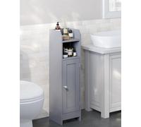 Songmics Vasagle Slim Bathroom Floor Storage Cabinet, Freestanding Bathroom Storage Unit, Narrow Bathroom Storage Cabinet, Dove Grey