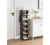 Songmics Vasagle Slim Shoe Rack, Narrow Shoe Storage Organiser, 7-Tier Shoe Stand, For Small Spaces, Hallway, Cloakroom, Black