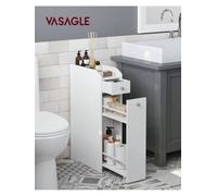 Songmics Vasagle Small Bathroom Cabinet, Slim Bathroom Storage Unit, Bathroom Organiser, Freestanding Toilet Paper Storage Cabinet, White