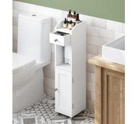 Songmics Vasagle Small Bathroom Storage Organiser Cabinet, Toilet Paper Holder And Organizer With Adjustable Shelf, White