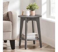 Songmics Vasagle Small Circular End Table, Round Bedside Table With Bottom Shelf, Modern Space-Saving Design, Smoky Grey