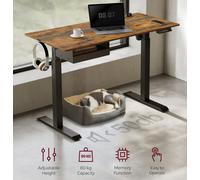 Songmics Vasagle Standing Table, Electric Height-Adjustable Workstation With Memory System, Rustic Brown And Black