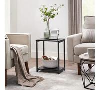 Songmics Vasagle Steel Frame End Table With Storage, Industrial Side Table, Bedroom Living Room Furniture, Classic Black