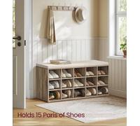 Songmics Vasagle Storage Bench, Multi-Purpose Shoe Organizer With Cushioned Seat, Camel Brown And Cappuccino Beige