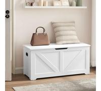 Songmics Vasagle Storage Cabinet, Farmhouse Style Shoe Bench, Blanket Holder, For Hallway, Bedroom, Living Room, Cloud White