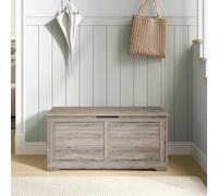 Songmics Vasagle Storage Trunk, Shoe Bench With Safety Hinges, Farmhouse Blanket Box, For Hallway, Bedroom, Living Room, Heather Greige