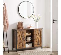 Songmics Vasagle Storage Unit, Farmhouse Buffet Cabinet With Barn Door Design And Multi-Shelf Interior, Rustic Brown And Black