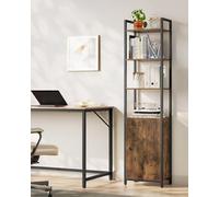 Songmics Vasagle Tall Bookcase, 6-Tier Storage Shelf With Door, Metal Frame And Adjustable Shelves, Rustic Brown And Ink Black