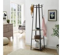 Songmics Vasagle Three Tier Coat Rack With Shelf, Industrial Cloakroom Stand, Hook And Rail Storage, Greige And Black