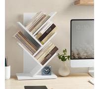 Songmics Vasagle Tree-Style Five-Level Bookshelf, Floor Standing Corner Storage, Wooden Display Shelves, Home Office, Cloud White