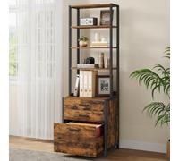 Songmics Vasagle Triple-Drawer Storage Unit, Professional File Organizer With Adjustable Design, Rustic Brown