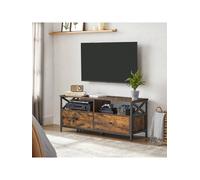 Songmics Vasagle Tv Cabinet Tv Unit For 55-Inch Tv, Living Room, With 2 Drawers, 2 Storage Shelves, Steel Frame, Rustic Brown And Black