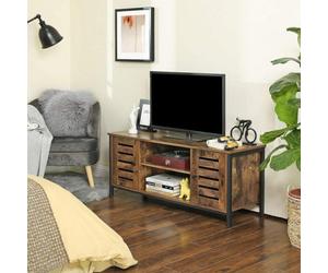 Songmics Vasagle Tv Stand, Tv Console Unit With Shelves, Cabinet With Storage, Louvered Doors, For Living Room, Entertainment Room