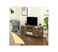 Songmics Vasagle Tv Stand Tv Stand With Shelves And Storage Cupboards, Louvered Doors, For Living Room, Playroom, Industrial Style