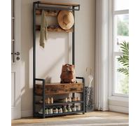Songmics Vasagle Vintage Entry Organizer, Complete Hallway Solution With Storage Drawers And Multiple Hooks, Brown And Black