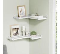 Songmics Vasagle Wall Corner Shelves, Floating Display Rack Set, Industrial Style Storage, Living Room Decor, Cloud White