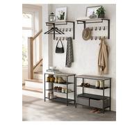 Songmics Vasagle Wall-Mounted Coat Rack, Wall Shelf With 10 Removable Hooks, Clothes Rail, Coat Hooks With Shelf, For Entryway, Bedroom