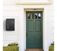 Songmics Vasagle Wall-Mounted Lockable Post Letter Box With Viewing Windows, Nameplate, And Keys, Easy To Install, Black
