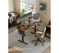 Songmics Vasagle Workstation Pro, Extended Electric Desk With Smart Height Settings, Rustic Brown