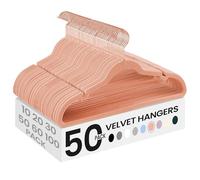 SONGMICS Velvet Hangers 50 Pack, Non-Slip Clothes Hangers, Space-Saving | Suit Hangers with Shoulder Notches, Pants Bar, 360° Swivel Hook, for Closet, Coral Pink, BREANNA Collection UCRF029PK05