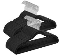 SONGMICS Velvet Hangers 30 Pack, Non-Slip Clothes Hangers, with Shoulder Notches, Pants Bar, 360° Swivel Hook, Space-Saving, for Closet, Black UCRF029B03