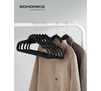 Songmics Velvet Hangers, Pack 20 Coat Hangers For Clothes, Non-Slip, With Shoulder Notches, Trouser Bar, Ink Blac