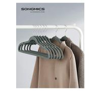 Songmics Velvet Hangers, Pack 30 Coat Hangers For Clothes, Non-Slip, With Shoulder Notches, Trouser Bar, Swivel Hook
