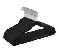 SONGMICS Velvet Hangers, Pack 30 Coat Hangers for Clothes, Non-Slip, with Shoulder Notches, Trouser Bar, 360° Swivel Hook, Space-Saving, 0.6 cm Thick, 43 cm Long, Ink Black CRF029B03