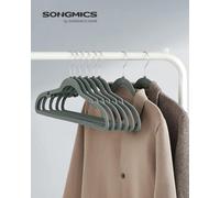 Songmics Velvet Hangers, Pack 50 Coat Hangers For Clothes, Non-Slip, With Shoulder Notches, Trouser Bar