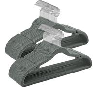 SONGMICS Velvet Hangers, Pack 50 Coat Hangers for Clothes, Non-Slip, with Shoulder Notches, Trouser Bar, 360° Swivel Hook, Space-Saving, 0.6 cm Thick, 43 cm Long, Grey CRF029G05