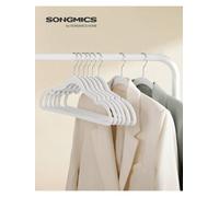 Songmics Velvet Hangers, Pack 50 Coat Hangers For Clothes, Non-Slip, With Shoulder Notches, Trouser Bar, Swivel Hook
