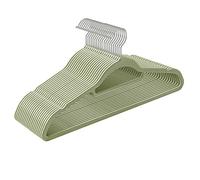 SONGMICS Velvet Hangers, Set of 20 Clothes Coat Hangers, Non-Slip, with Tie Bar and 360° Swivel Hook, Space-Saving, 0.6 cm Thick, 43.5 cm Long, for Dresses Trousers, Pale Green CRF020GR20
