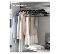 SONGMICS Velvet Hangers, Set of 20 Clothes Coat Hangers, Non-Slip, with Tie Bar and 360° Swivel Hook, Space-Saving, 0.6 cm Thick, 43.5 cm Long, for Dresses Trousers, Black CRF20B