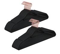 SONGMICS Velvet Hangers, Set of 30 Coat Hangers for Clothes, Non-Slip, with Tie Bar and Rose Gold Hook, Space-Saving, 0.6 cm Thick, 43.5 cm Long, for Dresses Trousers, Black CRF21BK30