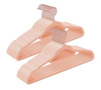 SONGMICS Velvet Hangers, Set of 30, Non-Slip, Space-Saving, 0.6 cm Thick | Clothes Coat Hangers, 43.5 cm Long, with Tie Bar and 360° Rose Gold Swivel Hook, Coral Pink, BREANNA Collection CRF21PK30