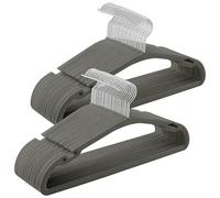 SONGMICS Velvet Hangers - Set of 50 Coat Hangers, 43 x 21 cm, Non-Slip with Wide Shoulder Notches, Trousers Bar, 360?Swivel Hook, Space-Saving for Wardrobe, Grey