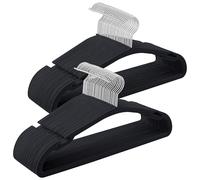 SONGMICS Velvet Hangers - Set of 50 Coat Hangers, 43 x 21 cm, Non-Slip with Wide Shoulder Notches, Trousers Bar, 360?Swivel Hook, Space-Saving for Wardrobe, Ink Black