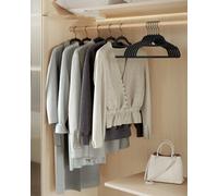 Songmics Velvet Hangers,set Of 50 Coat Hangers For Clothes,with Tie Bar And Black Hook, Space-Saving, Ink Black